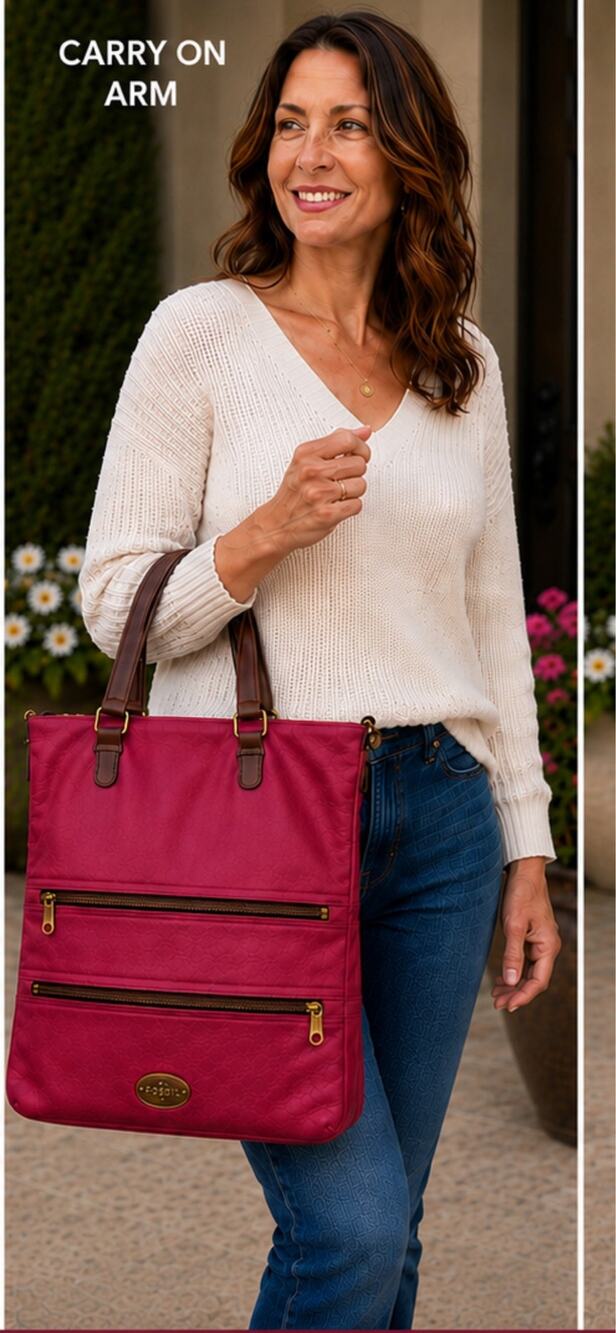 Fossil Explorer Pink Leather Tote Large Shoulder Satchel Bag Genuine Leather